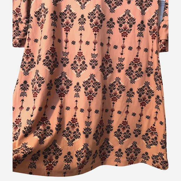 Pink Rose Tunic Trapeze Dress Small Women Dark Pink Floral Bell Sleeves Y2KStyle - Picture 3 of 13